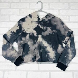 Art Class Kids XL 14/16 Black Grey Tie Dye Cropped Hoodie Sweatshirt Raw Hem